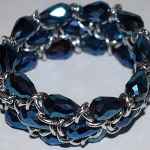 Royal Blue bracelet with silver links